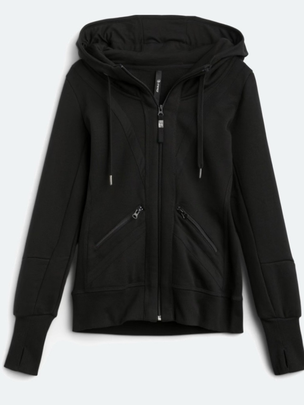 MPG Women’s Black Zip Hoodie with Thumbhole Cuffs - Size Medium